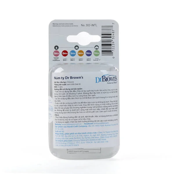 Núm ty bình sữa cổ hẹp Dr Brown