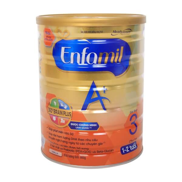 Sữa bột Enfamil A+3 Vani 360 độ Brain Plus, 1-2 tuổi, 900g