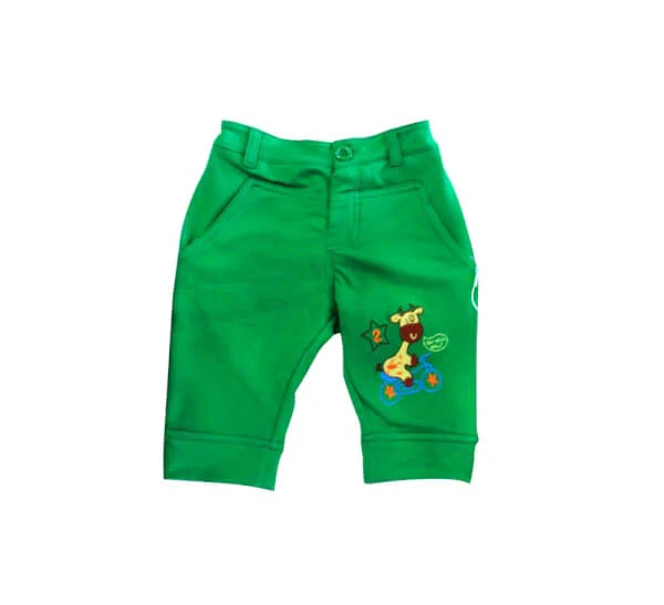 Quần thun lửng bé trai thêu hưu_xanh lá