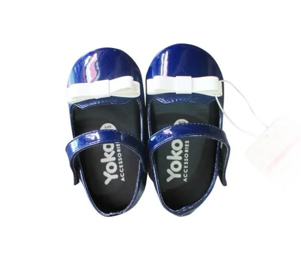 Giày bé gái lưỡi gà đính nơ đôi_ Xanh đen