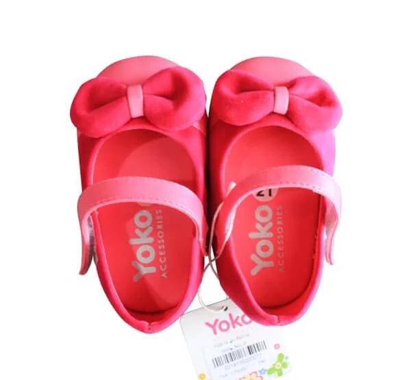 Giày bé gái đính nơ nhung_Đỏ