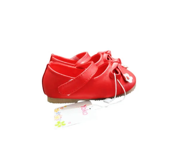 Giày bé gái nơ dây đính hai hoa mai_Đỏ
