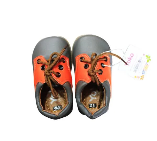 Giày bata bé trai cột dây phối màu_Nâu bò