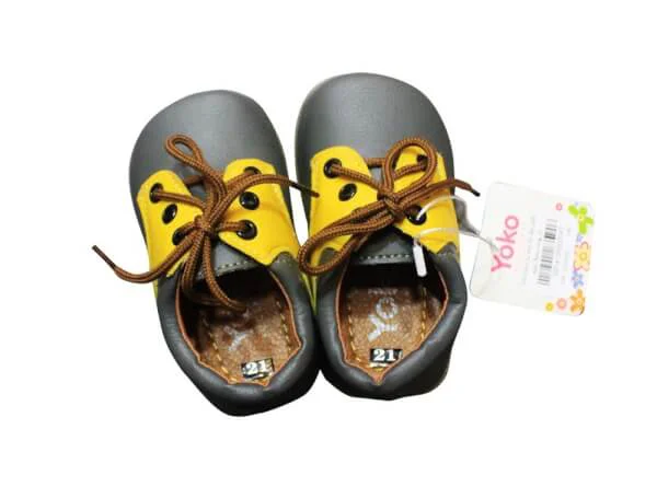 Giày bata bé trai cột dây phối màu_Nâu bò