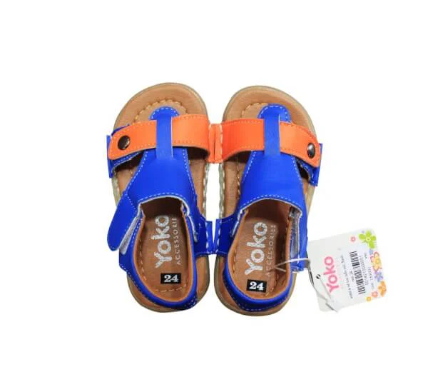 Sandal si bé trai luồn nút_Nâu kem