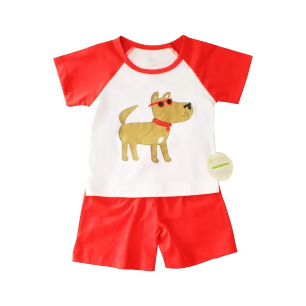 Bộ bé trai in cún đeo kính