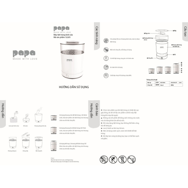 Máy tiệt trùng bình sữa Papa