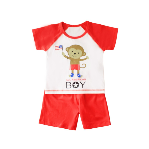 Bộ bé trai ráp lăng in khỉ Boy