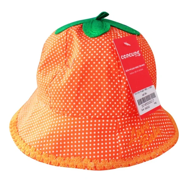 Nón tròn bé gái chấm bi hình quả dâu