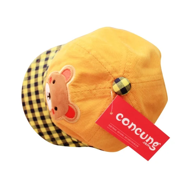 Nón kết bé trai nhung đính mặt gấu