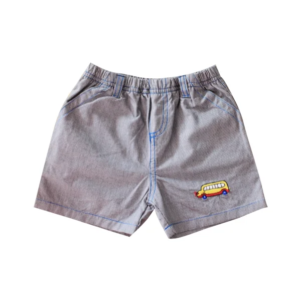 Quần kaki bé trai ngắn thêu xe hơi vàng 1T, xám trắng
