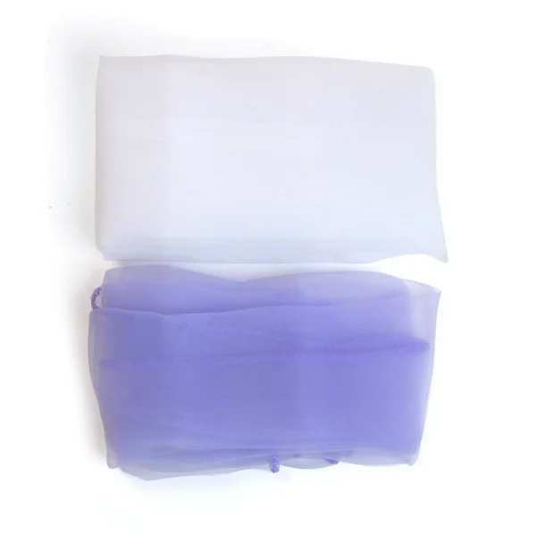 Cặp khăn Voan có viền Trắng, Tím