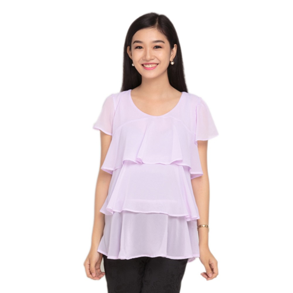 Áo voan 3 tầng bèo, tay ngắn