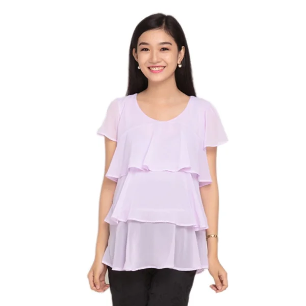 Áo voan 3 tầng bèo, tay ngắn