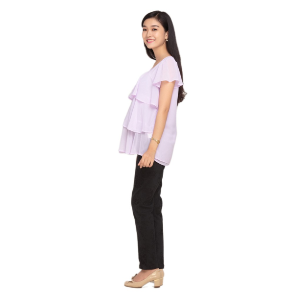 Áo voan 3 tầng bèo, tay ngắn