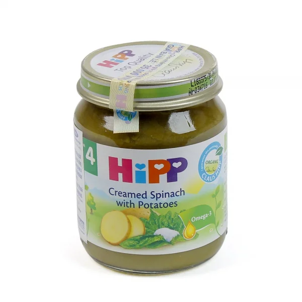 Dinh dưỡng đóng lọ Rau chân vịt, khoai tây và sữa Hipp 125g