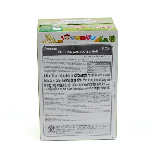 Cháo ăn dặm Wakodo bột cháo, gạo và rau