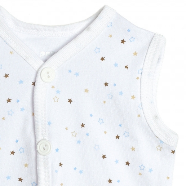 Áo ghi lê in hình sao PaPa 0-3 M, Trắng