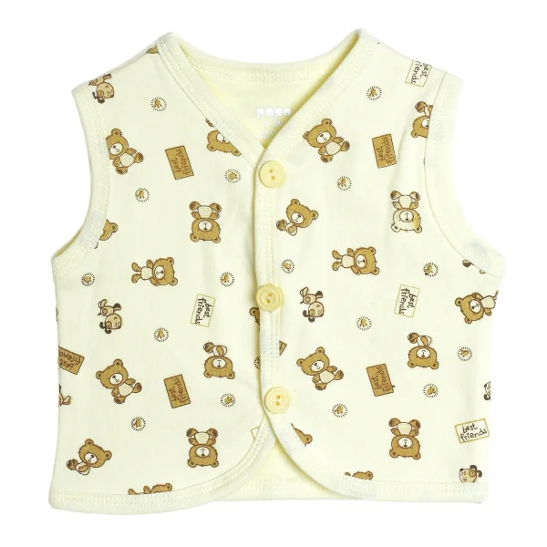 Áo ghi lê in hình gấu nâu PaPa 0-3 M, vàng