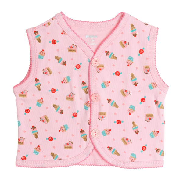 Áo ghi lê in hình bánh ngọt PaPa 0-3 M, Hồng