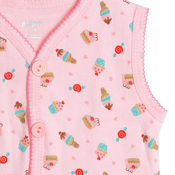 Áo ghi lê in hình bánh ngọt PaPa 0-3 M, Hồng
