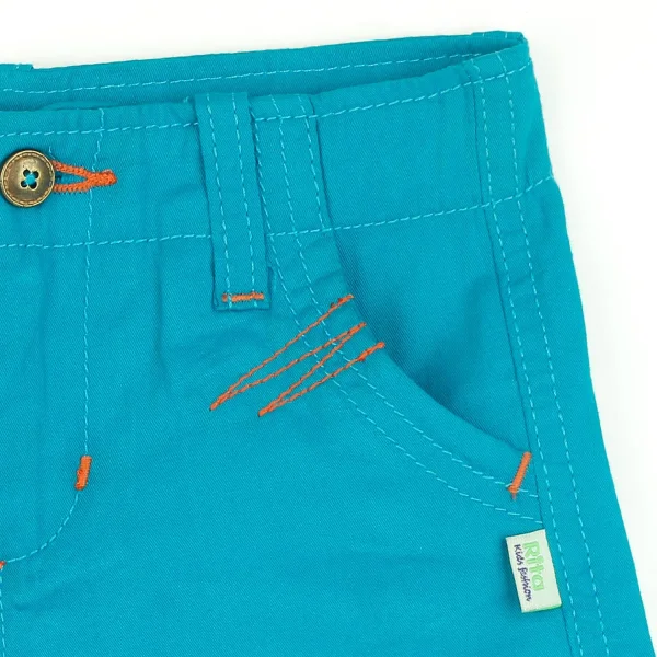 Quần kaki bé trai ngắn họa tiết chỉ cam