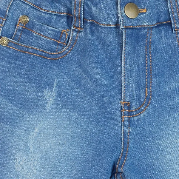 Quần jeans bé trai lửng cào rách xăn lai caro