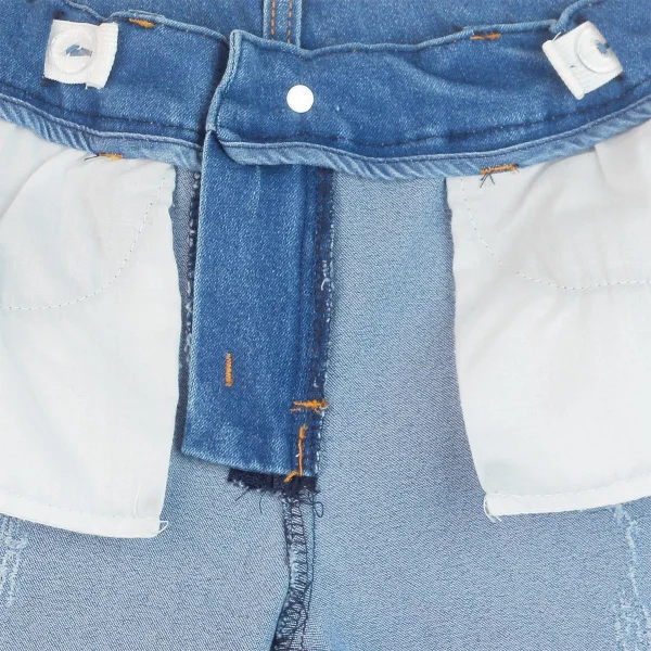 Quần jeans bé trai lửng cào rách xăn lai caro