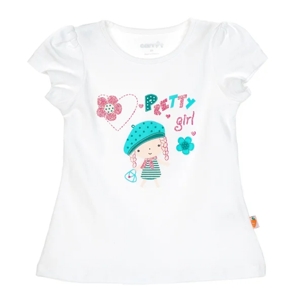 Áo thun bé gái tay ngắn in cô bé Pretty Girl