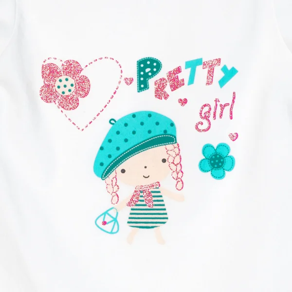 Áo thun bé gái tay ngắn in cô bé Pretty Girl