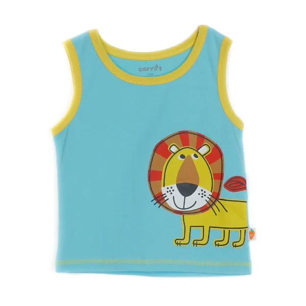 Bộ thun bé trai sát nách in con sử tử