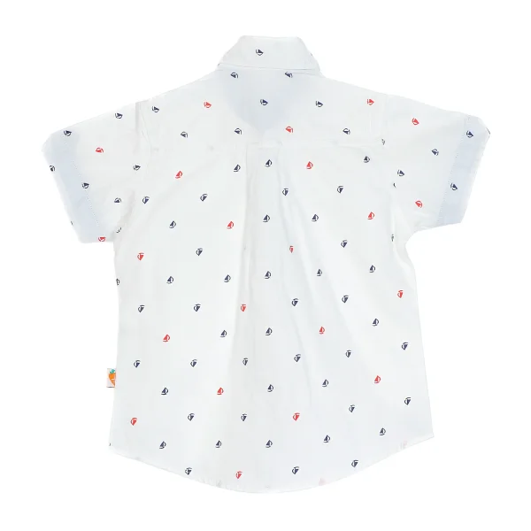 Áo vải bé trai tay ngắn in chiếc thuyền