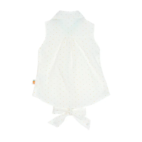 Áo vải bé gái sát nách thắt nơ lai