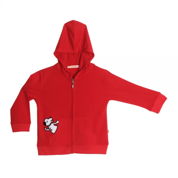 Áo khoác thun bé trai túi đắp in cún