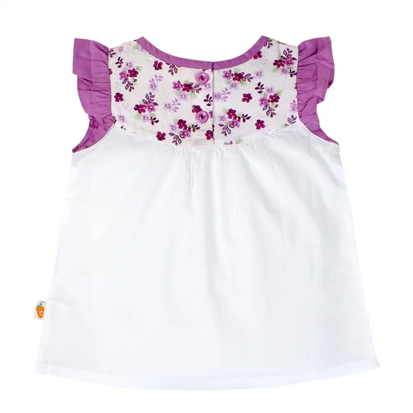 Áo vải bé gái sát nách phối hoa tím