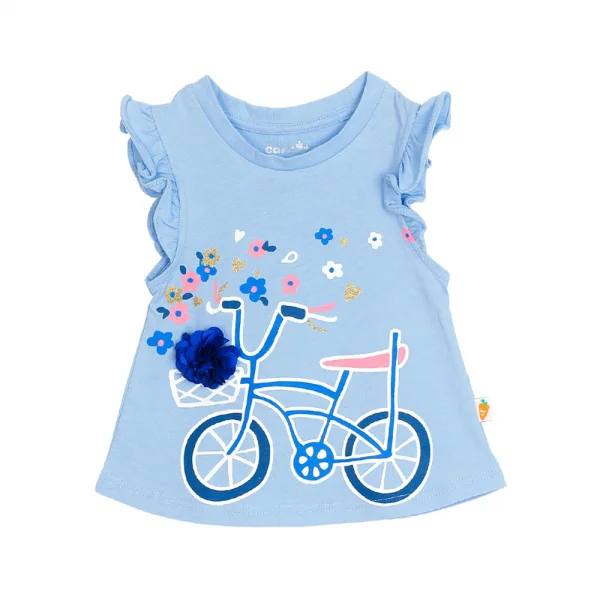 Áo thun bé gái sát nách in xe đạp
