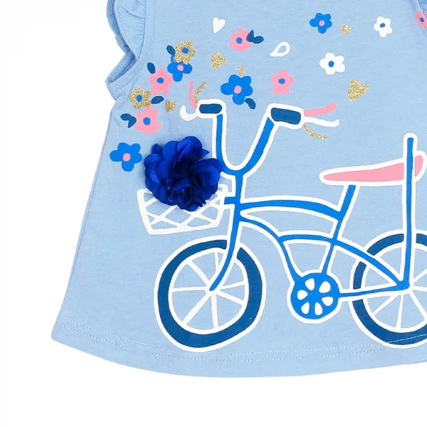 Áo thun bé gái sát nách in xe đạp