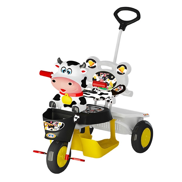 Xe 3 bánh Nhựa Chợ Lớn Bò sữa, bảo hiểm, có nhạc, M1317B
