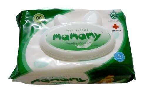 Khăn ướt không mùi Mamamy 80 miếng, có nắp