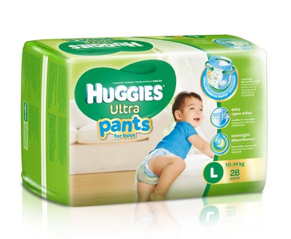 Tã quần Huggies Ultra Pants L, 10-14kg, 28 miếng, bé trai