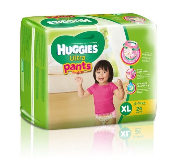 Tã quần Huggies Ultra Pants XL, 13-18kg, 24 miếng, bé gái