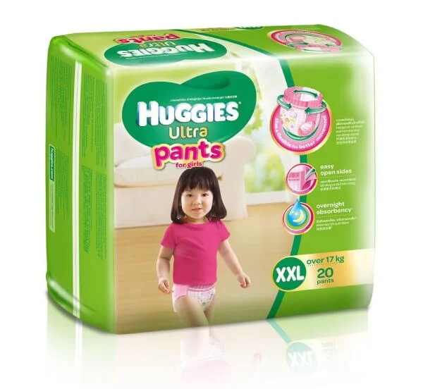 Tã quần Huggies Ultra Pants XXL, trên 17kg, 20 miếng, bé gái