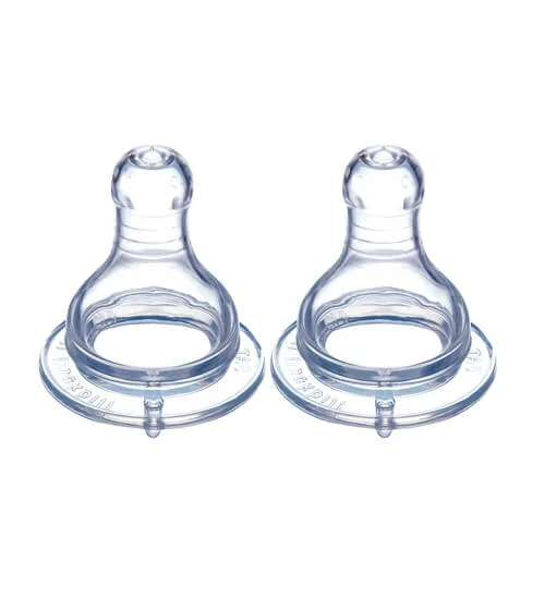 Vỉ 2 núm ty Kuku silicone cổ thường, dòng chảy chữ thập