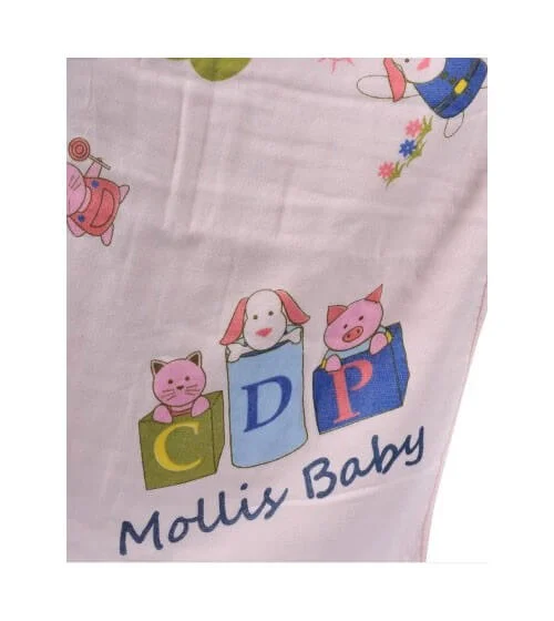 Khăn lông Mollis 60*120 - màu hồng,vải mùng 2 lớp,B581