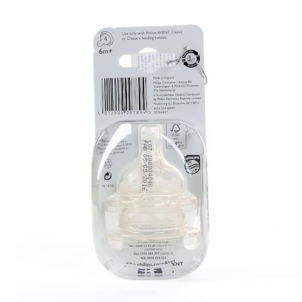 Vỉ 2 núm ty silicone Philips Avent(SCF634/27, 4 lỗ, trên 6M)