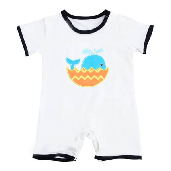 Body ngắn bé trai thêu cá voi_đỏ_0-3 M