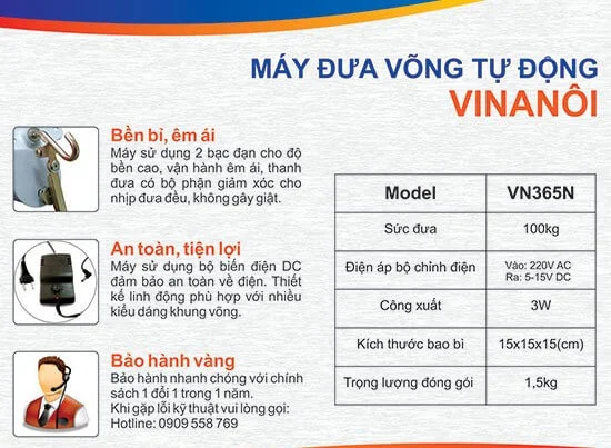 Máy đưa võng Vinanoi thế hệ mới