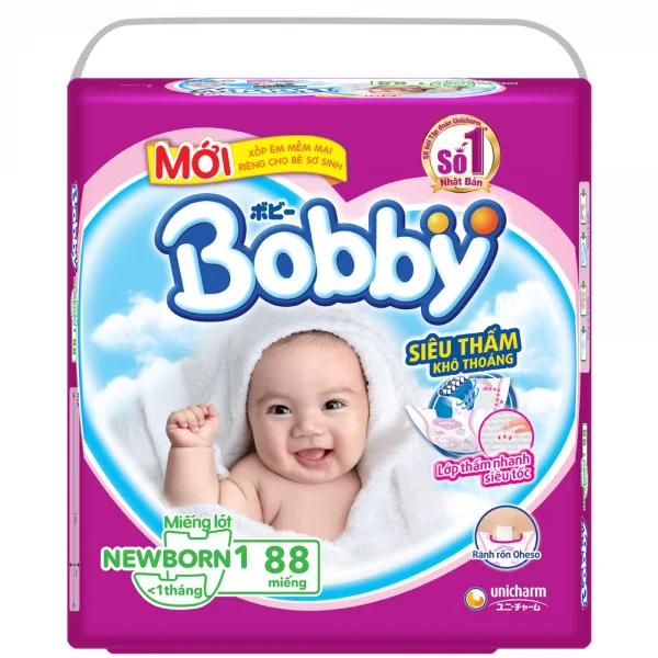 Combo 2 gói Miếng lót Bobby fresh (Newborn 1, dưới 5 kg, 108 miếng)