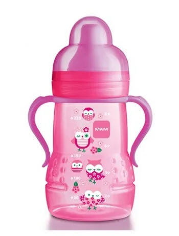Bình tập uống núm vú mềm Mam 220ml, 6M+, hồng