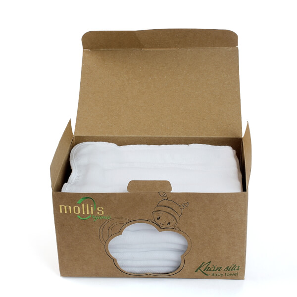 Khăn sữa Organic cao cấp Mollis P777 10 cái/hộp (màu trắng)